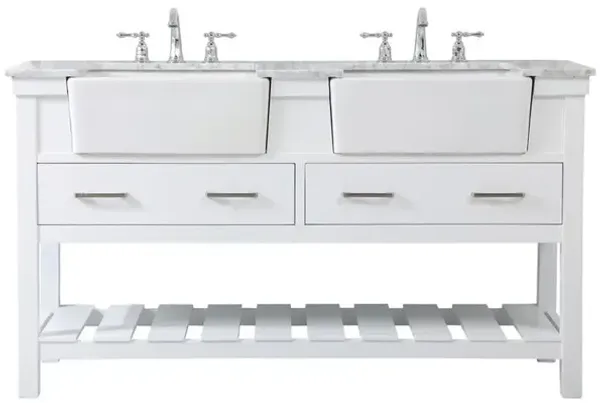 Elegant Kitchen and Bath 60 inch double bathroom vanity in white