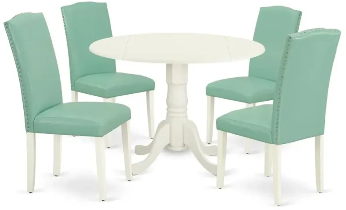 Dining Room Set Linen White, DLEN5-LWH-57