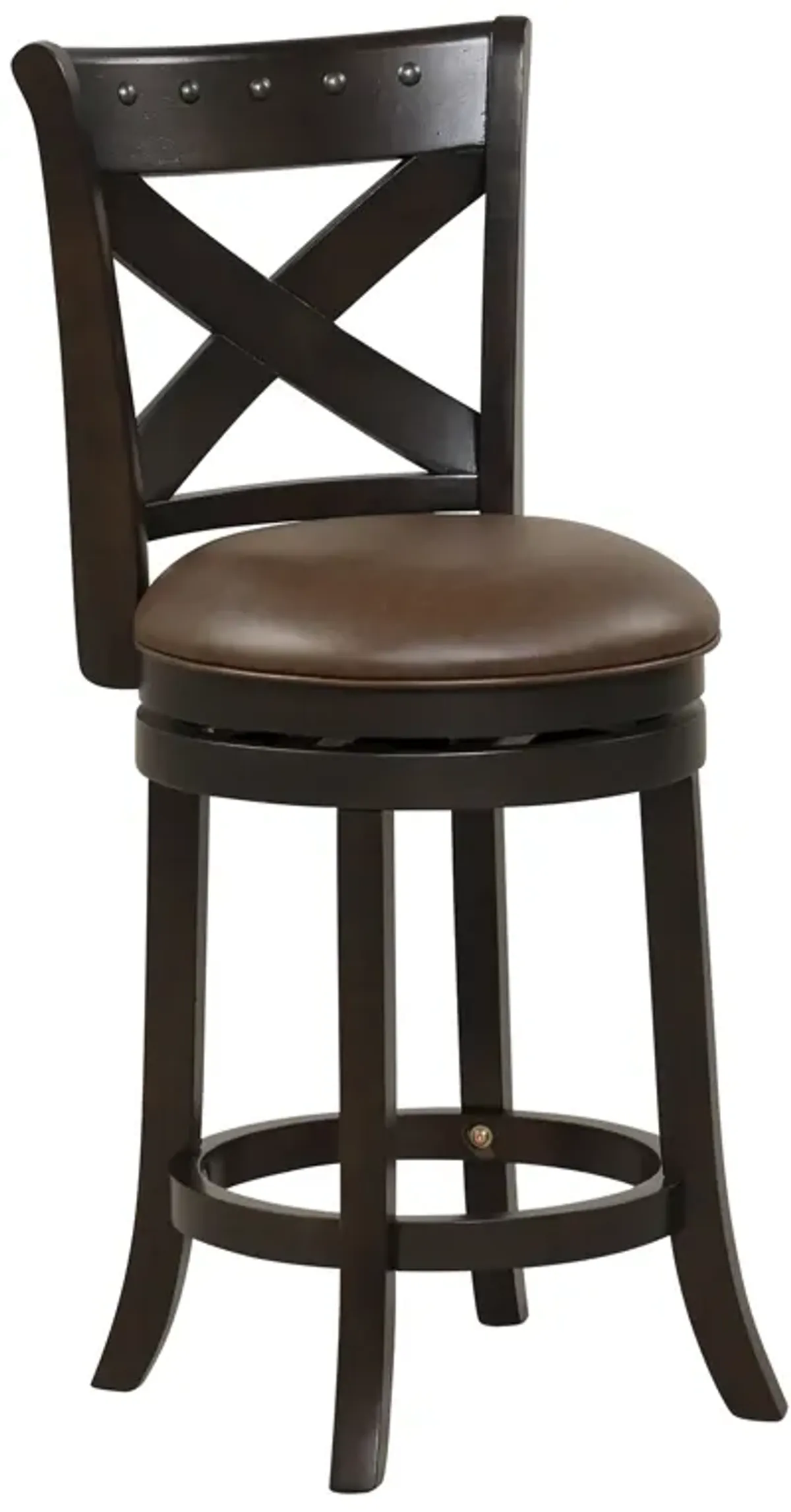 Swivel Bar Stool with Curved Backrest PU Leather Seat and Footrest