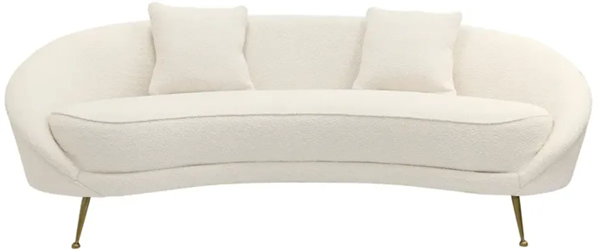 Pasargad Home Luna Collection Curved Sofa, 2 Pillows Included, Mocha