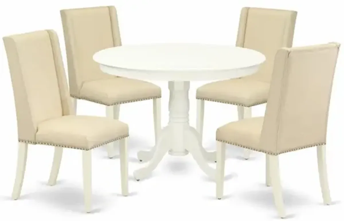 Dining Room Set Linen White, HLFL5-LWH-01