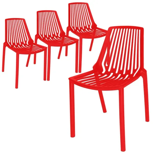 LeisureMod Acken Plastic Stackable Dining Chair, Set of 4