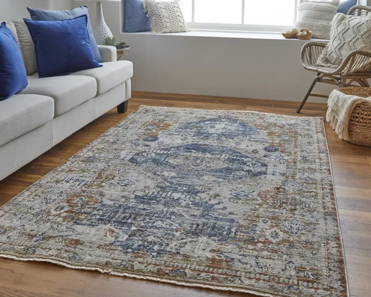 Kaia 39HWF Ivory/Orange/Blue 5' x 7'9" Rug