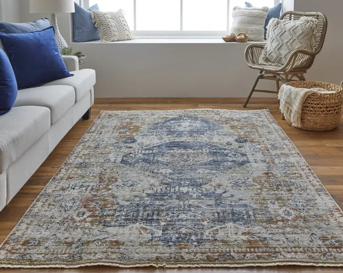 Kaia 39HWF Ivory/Orange/Blue 5' x 7'9" Rug