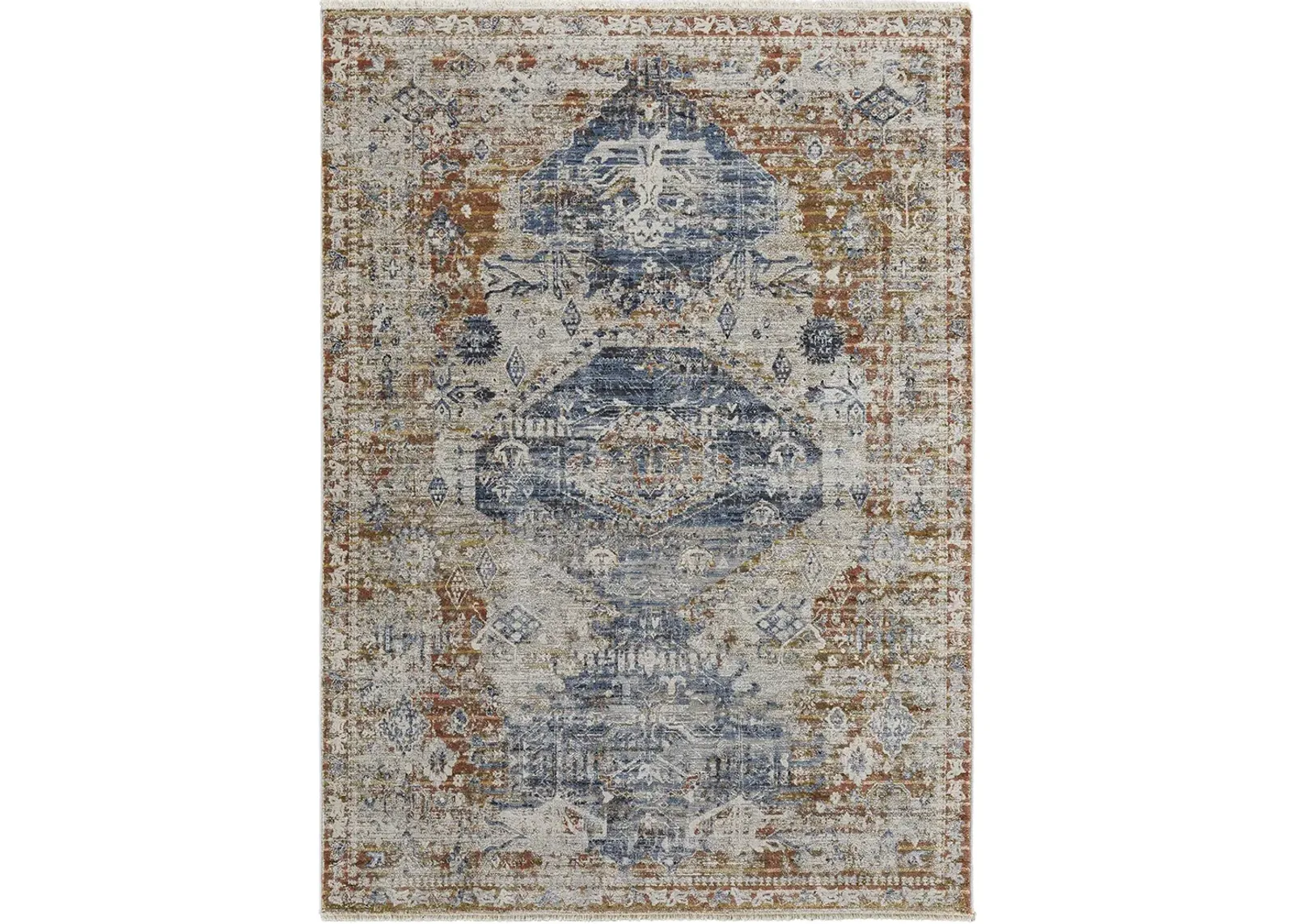 Kaia 39HWF Ivory/Orange/Blue 5' x 7'9" Rug