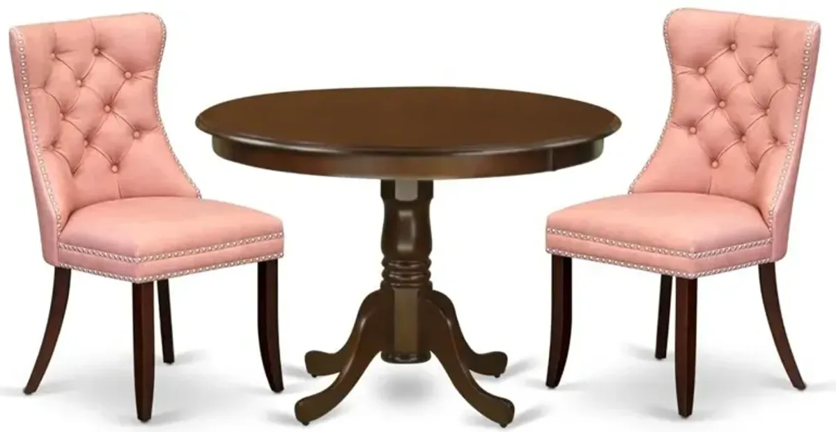 3 Piece Dining Set Consists of a Round Kitchen Table with Pedestal