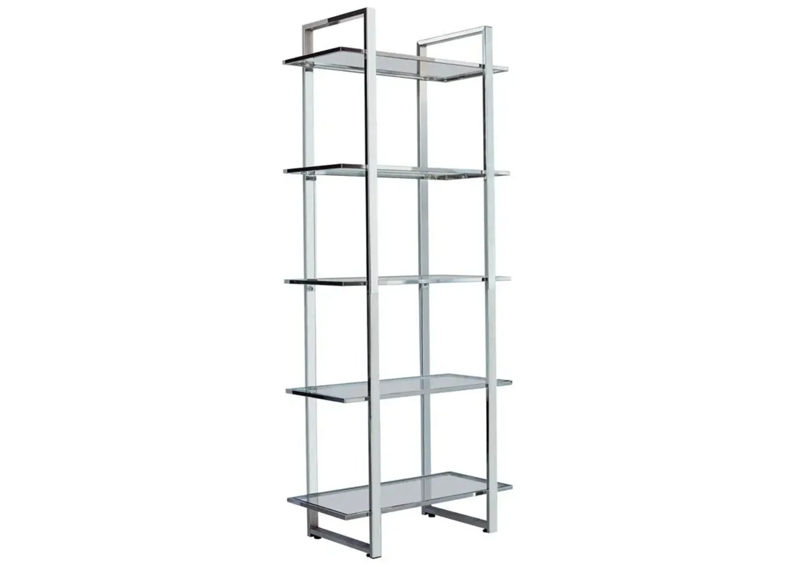 Hartford Glass Shelf Bookcase Chrome