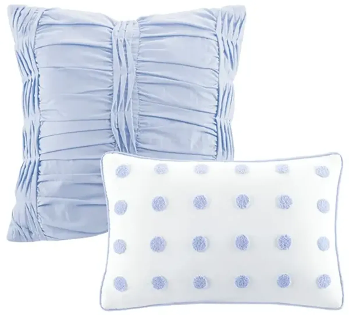 Gracie Mills Mikel Chenille Dot Cotton Jacquard Comforter Set with Euro Shams and Throw Pillows