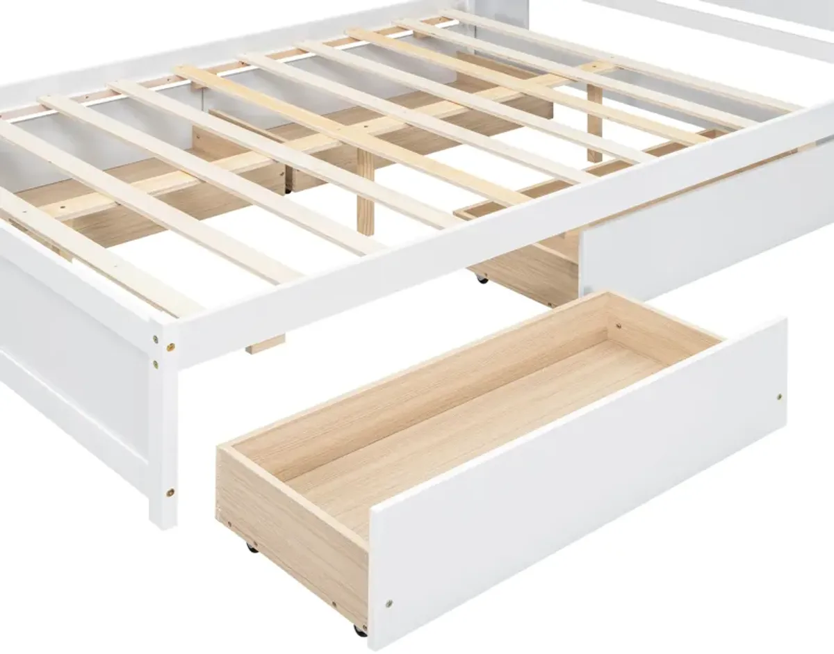 Merax Platform Bed with Storage Headboard and 4 Drawers