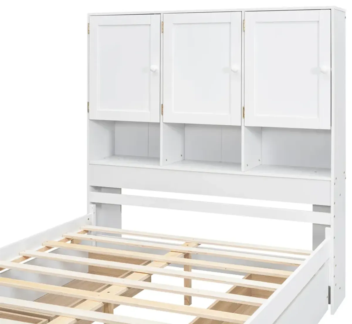 Merax Platform Bed with Storage Headboard and 4 Drawers