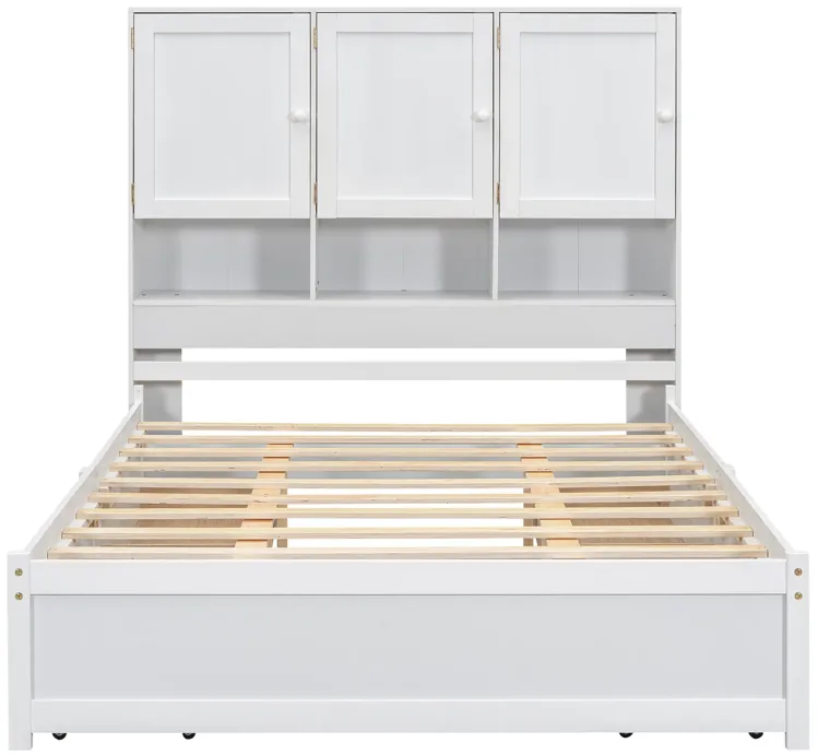 Merax Platform Bed with Storage Headboard and 4 Drawers