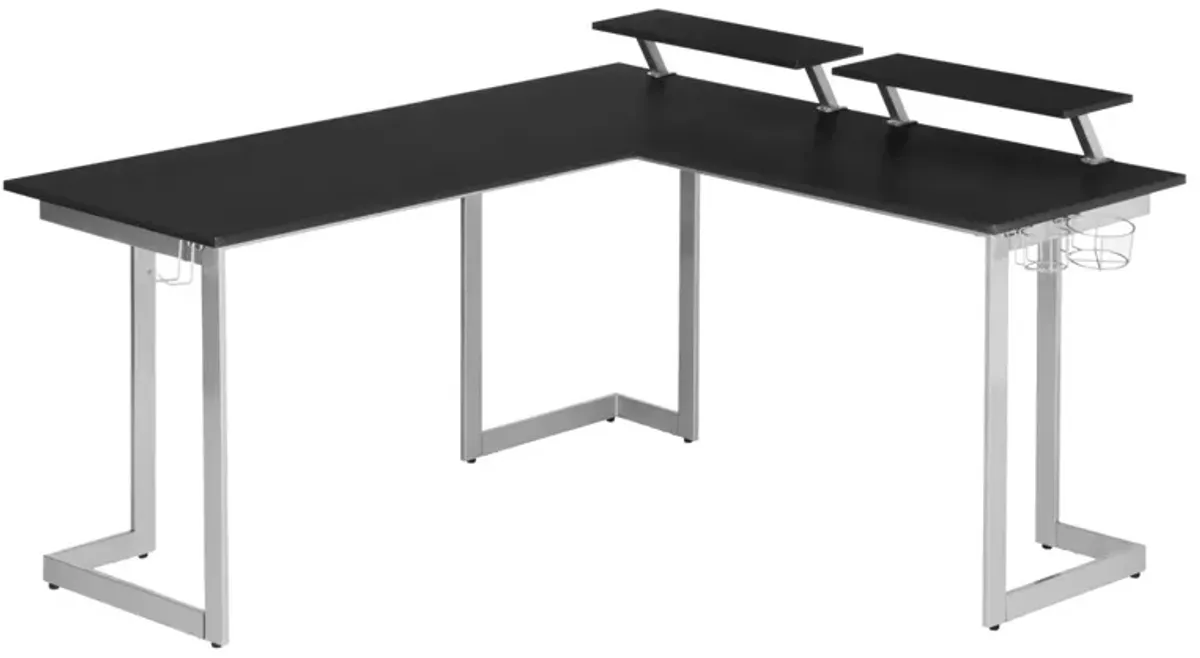 Warrior L-Shaped Gaming Desk, Black