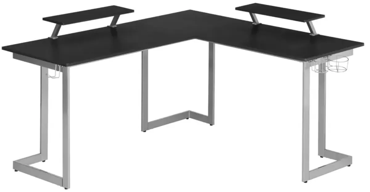 Warrior L-Shaped Gaming Desk, Black