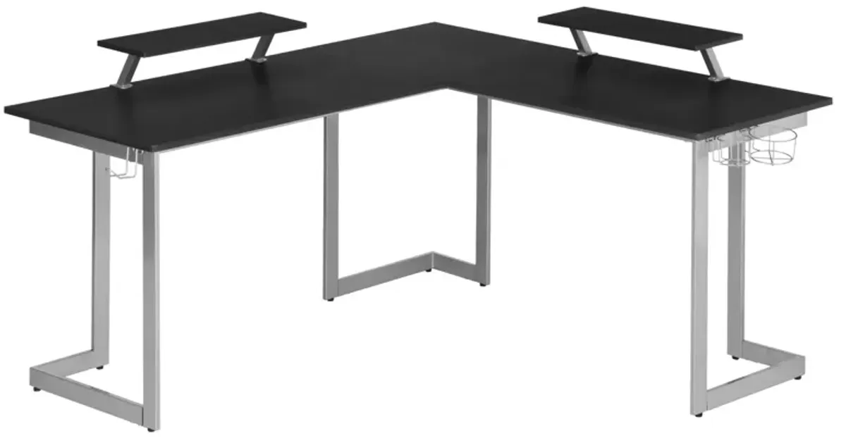 Warrior L-Shaped Gaming Desk, Black