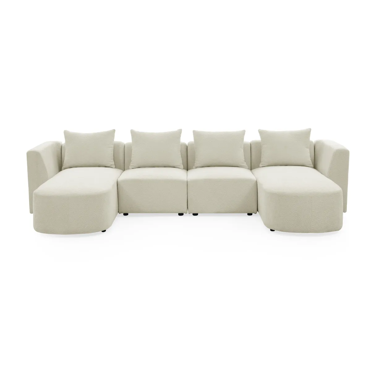 U Shaped Sectional Sofa including Two Single Seats and Two Chaises, Modular Sofa, DIY Combination, Loop Yarn Fabric, Beige