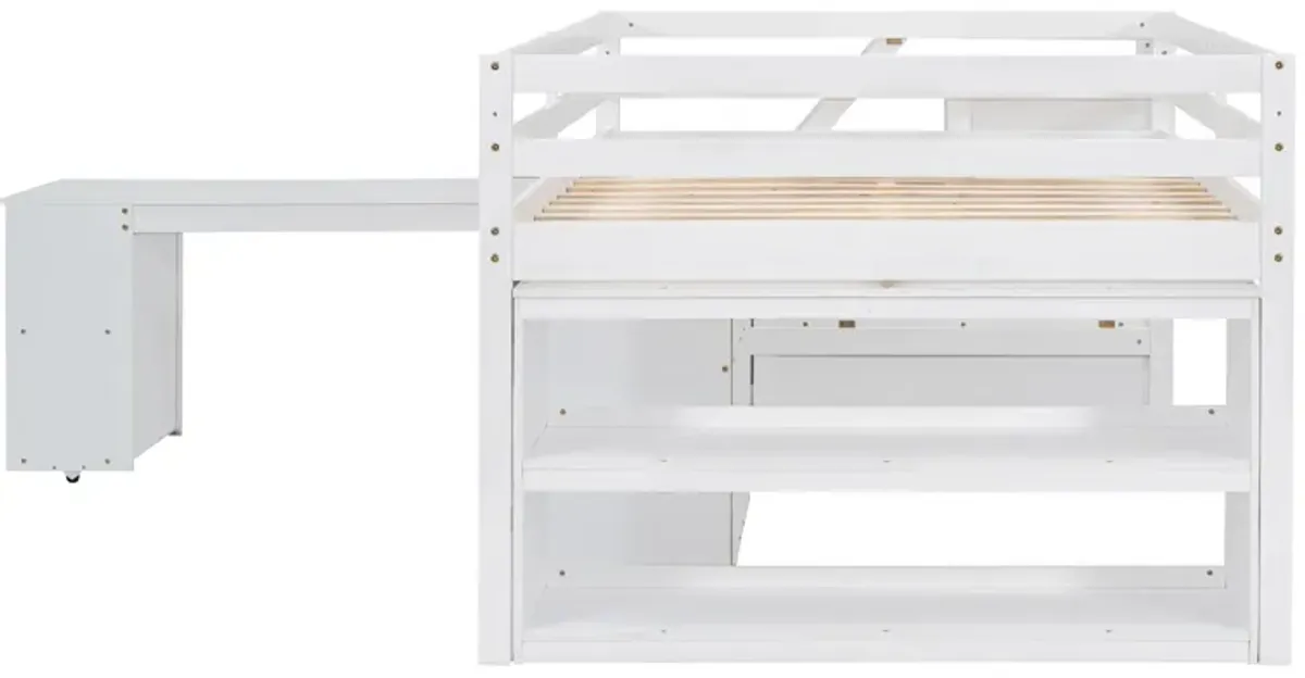 Merax Loft Bed with Writing Desk and 3 Drawers