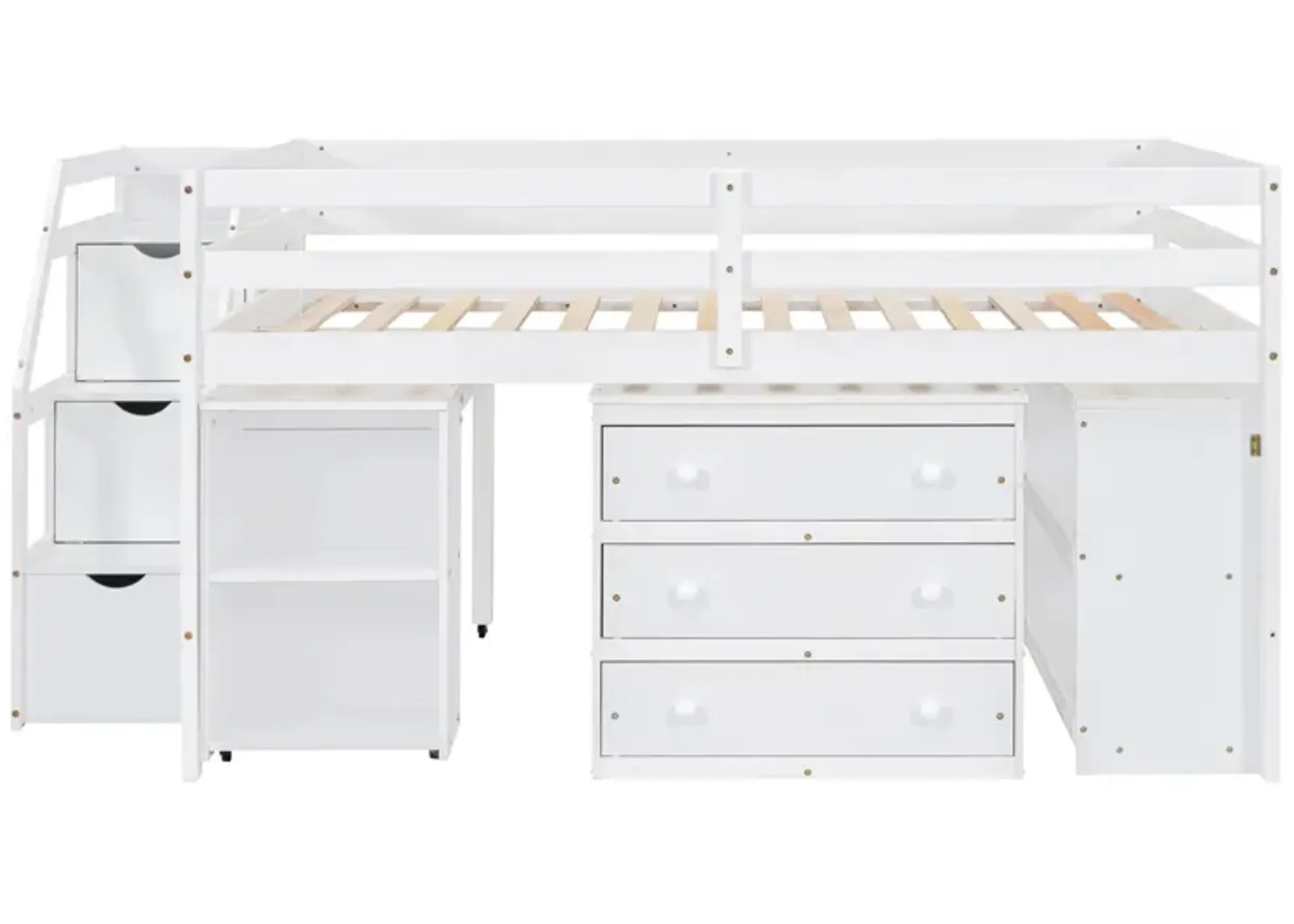 Merax Loft Bed with Writing Desk and 3 Drawers