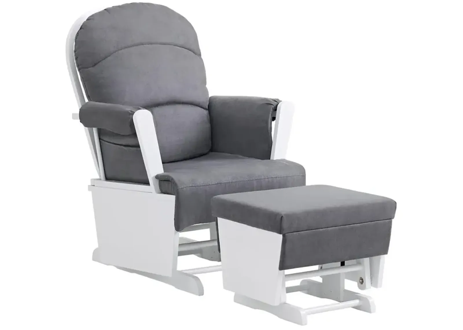 Oxford Baby Soho Baby Essential Wooden Glider White Finish/ Dark Grey Fabric