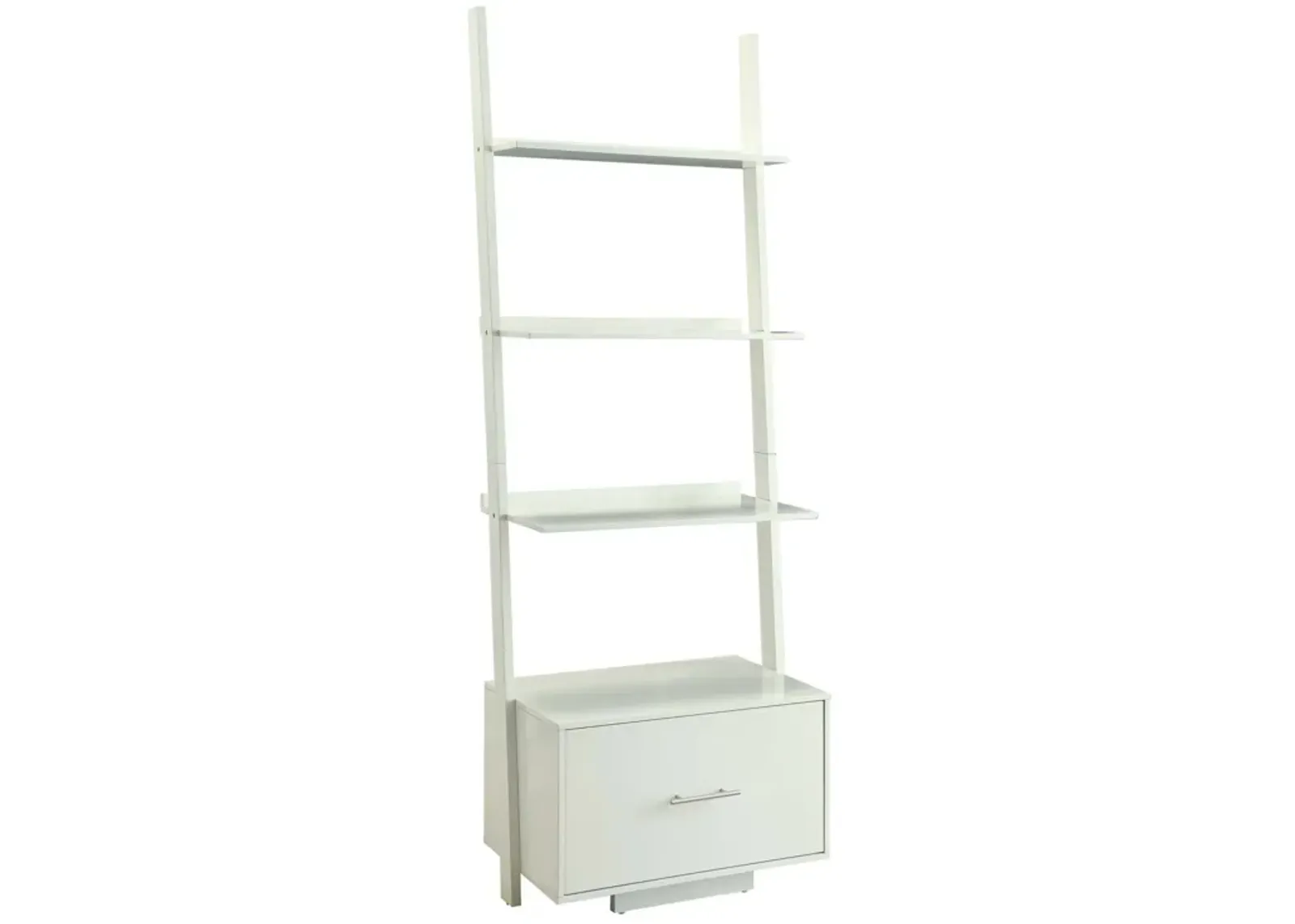 Convenience Concepts American Heritage 4 shelves Ladder Bookcase with File Drawer, White