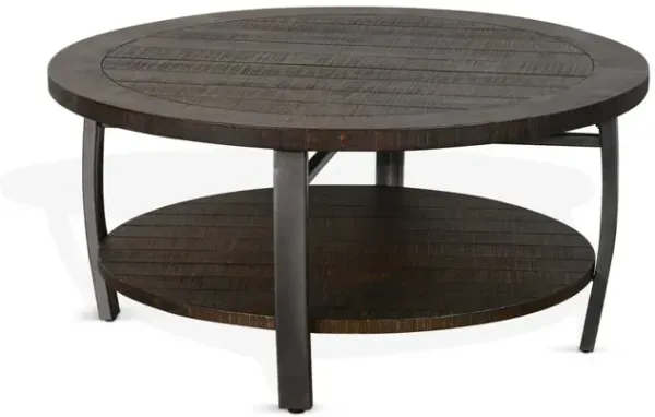 Sunny Designs Homestead 38 Mahogany Wood & Metal Coffee Table in Tobacco Leaf