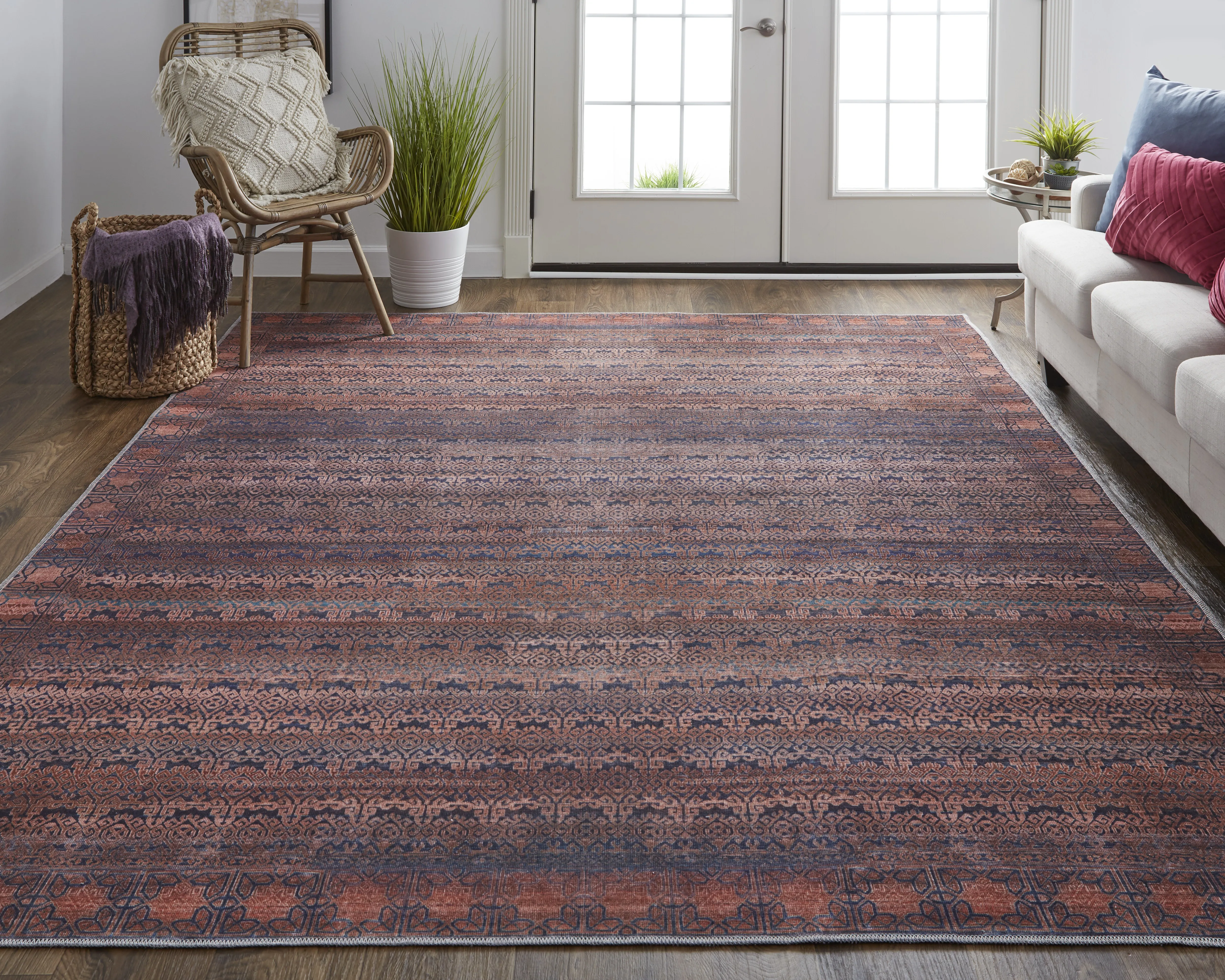 Voss 39H4F Red/Brown/Blue 8'10" x 12' Rug