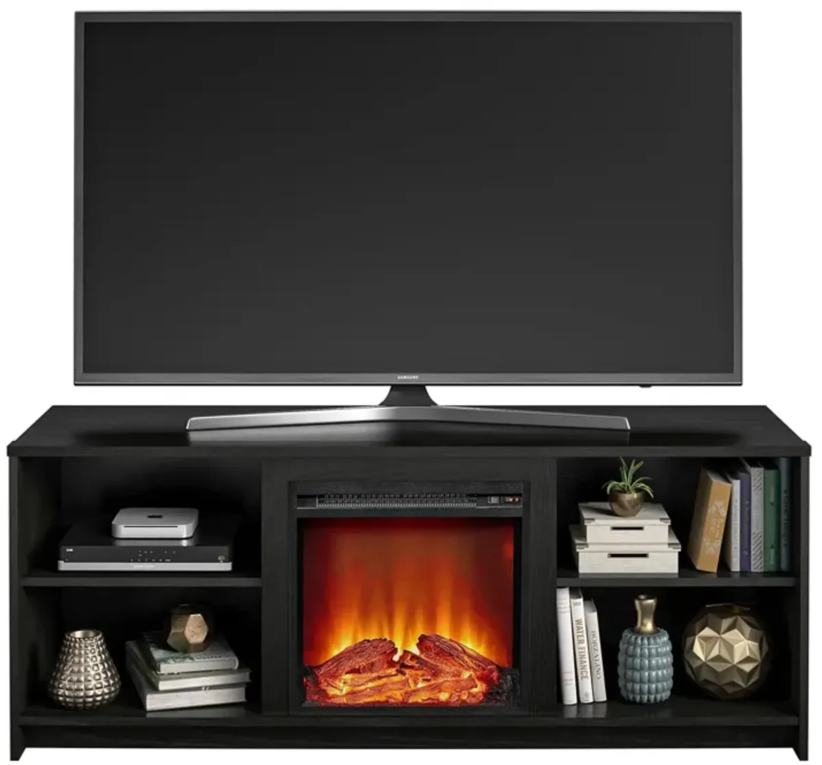 Ameriwood Home Courtland Electric Fireplace Space Heater TV Stand for TVs up to 65"