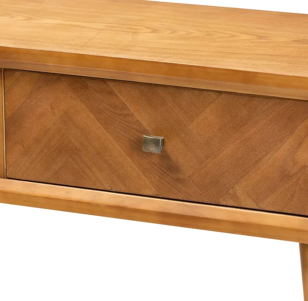 Baxton Studio Mae Mid Century Modern Natural Brown Finished Wood 2 Drawer Console Table