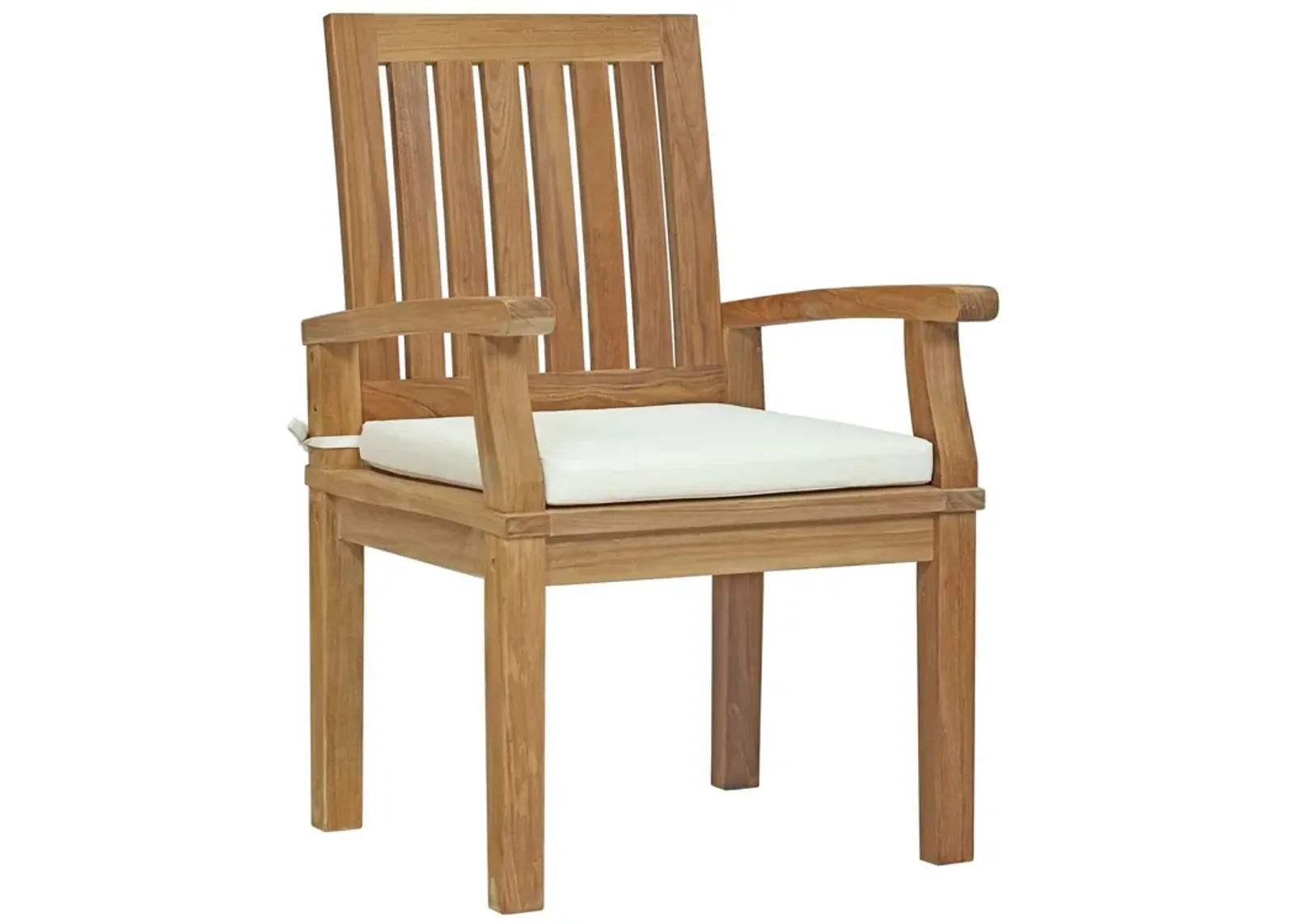 Modway EEI-2701-NAT-WHI Marina Premium Grade A Teak Wood Outdoor Patio, Dining Armchair, Natural White