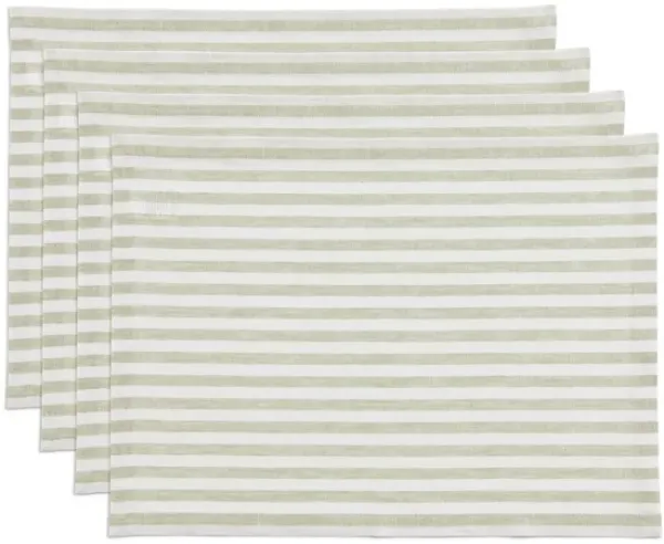 Solino Home 100% Pure Linen Placemats 14 x 19 Inch Set of 4 - Amalfi Stripe