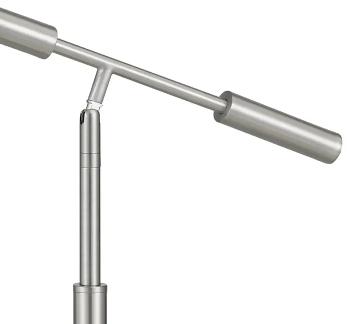 16 Inch Adjustable LED Office Desk Lamp, 2 USB Ports, Silver-Benzara