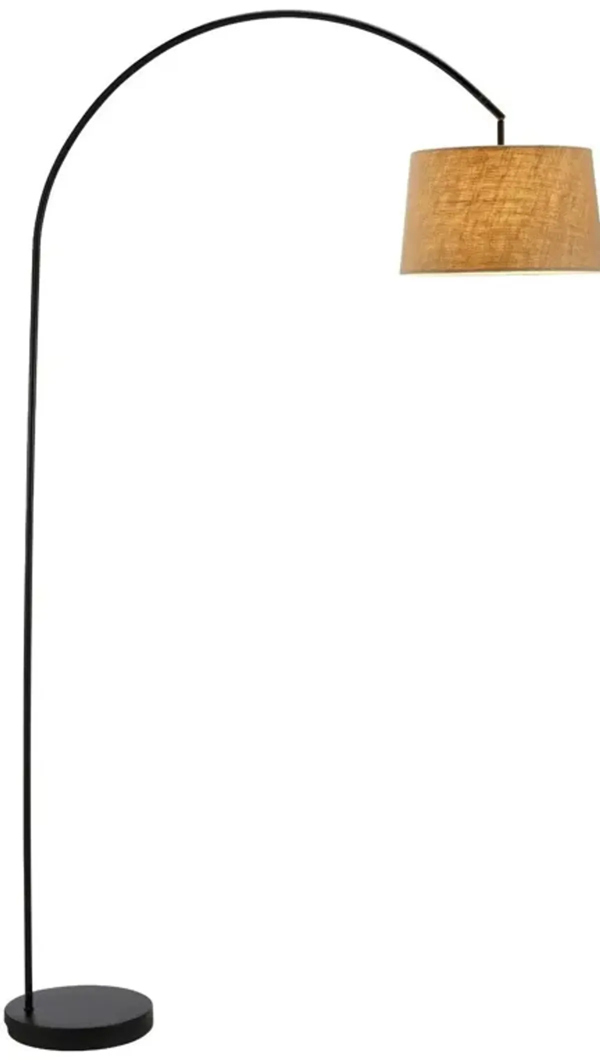 Modern Arching Floor Lamp with Fabric Drum Shade for Living Room or Office