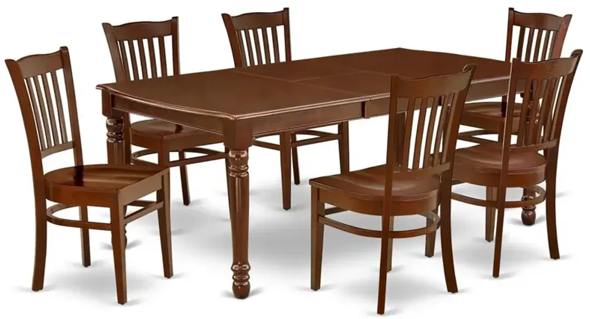 East West Furniture Dining Room Set Mahogany, DOGR7-MAH-W