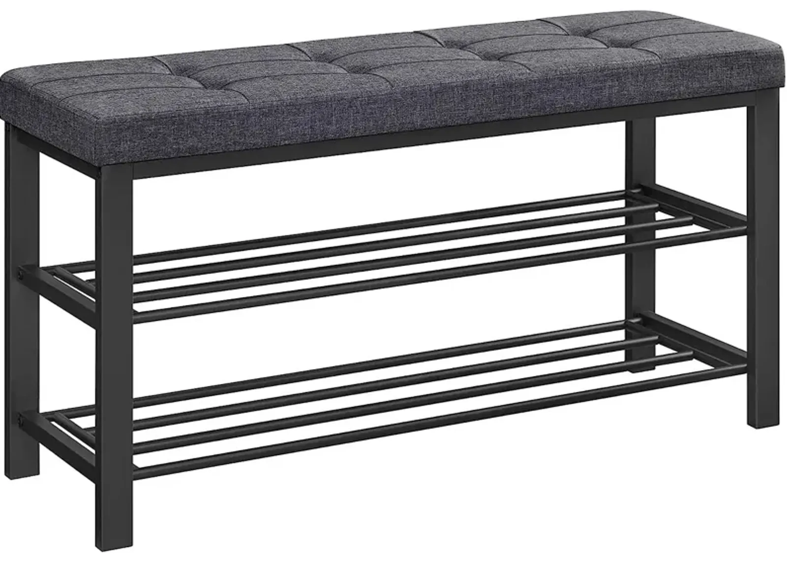 3-Tier Shoe Bench with Foam Padded Seat - Linen Storage Organizer with Metal Frame for Entryway