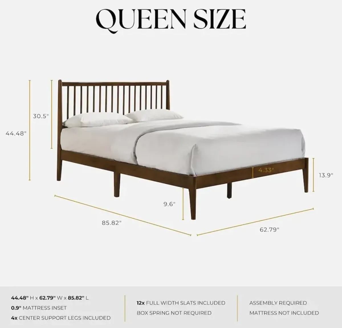 Omax Decor Floyd Wooden Queen size Platform Bed in Walnut Finish