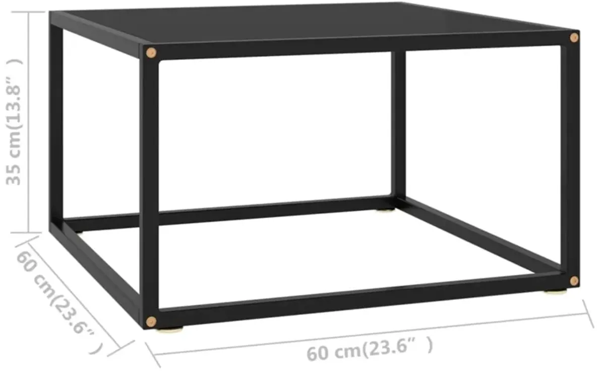 CHARMMA Coffee Table Black with Black Glass 23.6"x23.6"x13.8"