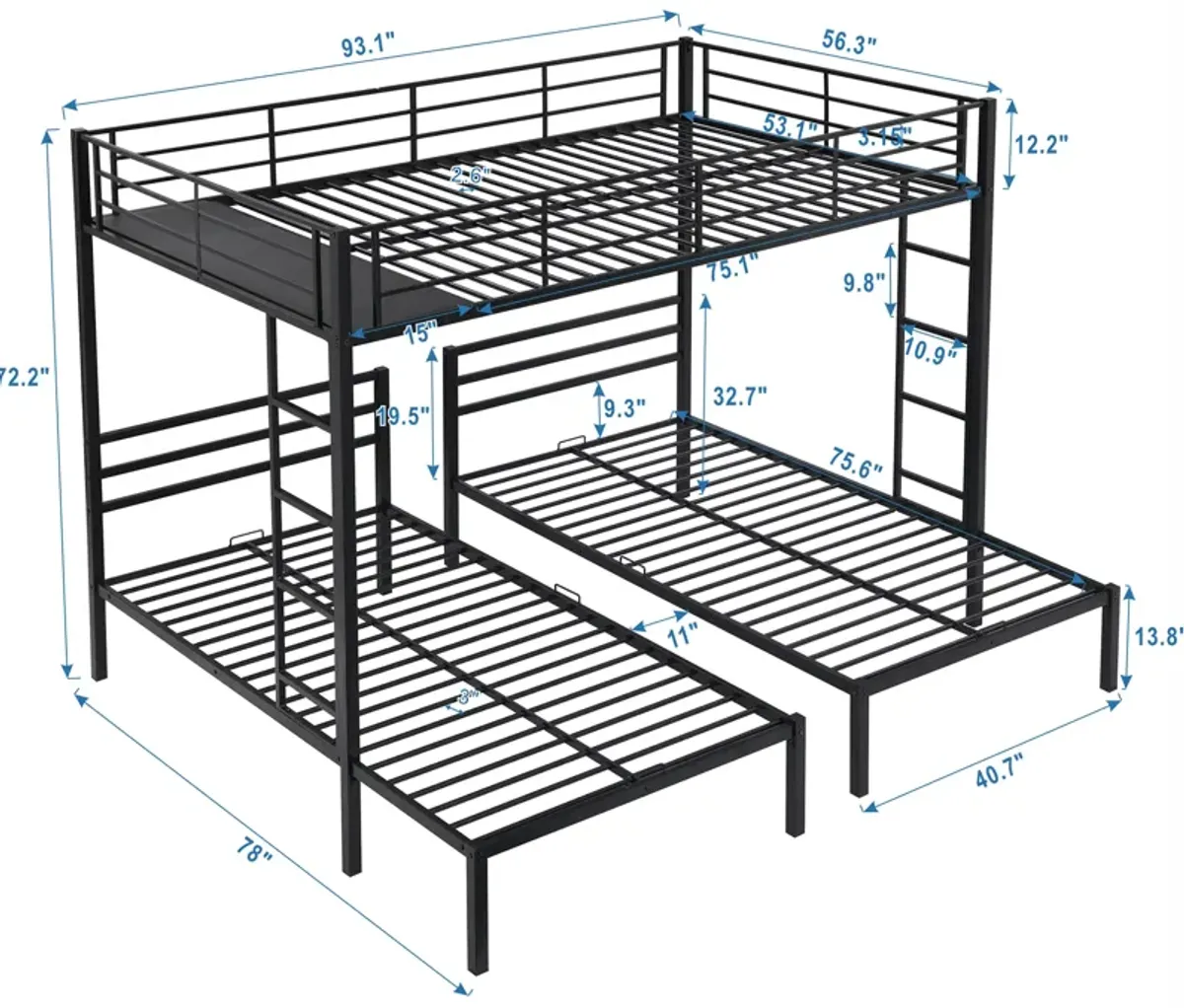 Merax Classic Triple Bunk Bed  with Built-in Shelf