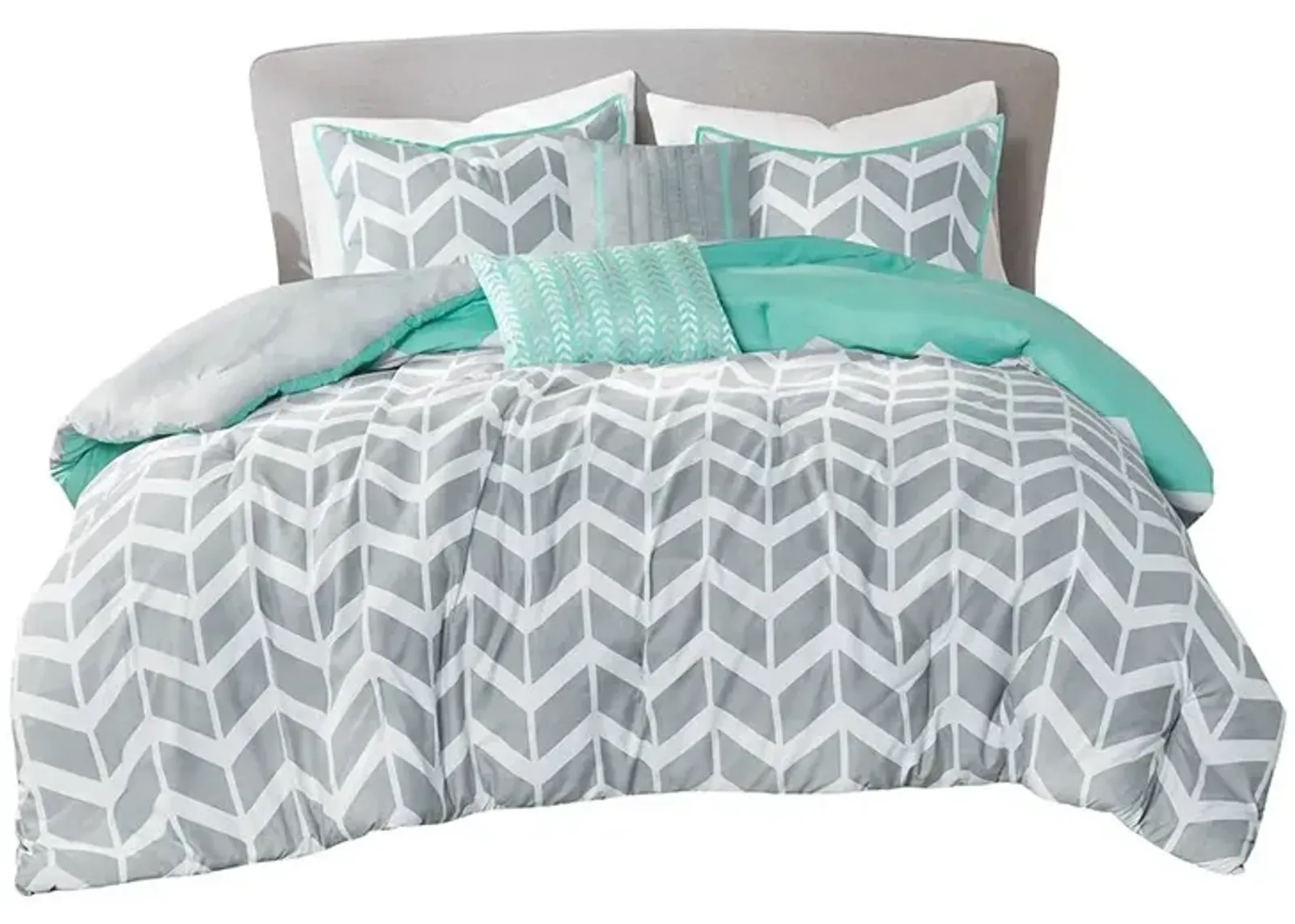 Hivvago Reversible Comforter Set in Chevron Stripe