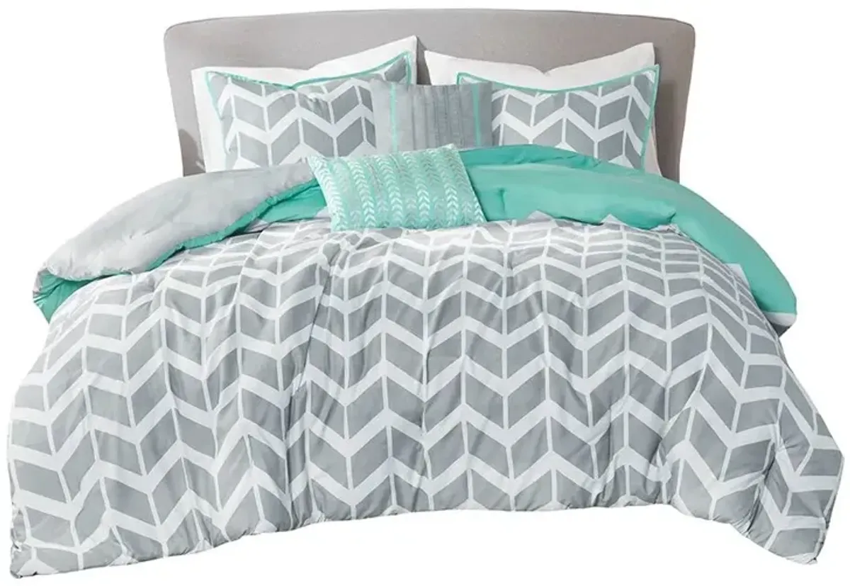 Hivvago Reversible Comforter Set in Chevron Stripe