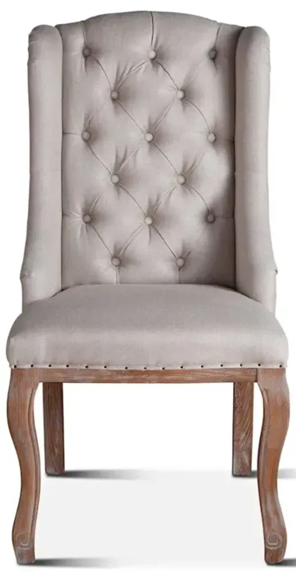 World Interiors Portia Off-White Tufted Linen Dining Chair