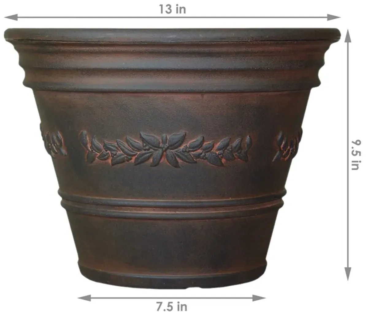 Sunnydaze Laurel Dual-Wall Polyresin Planter - Rust