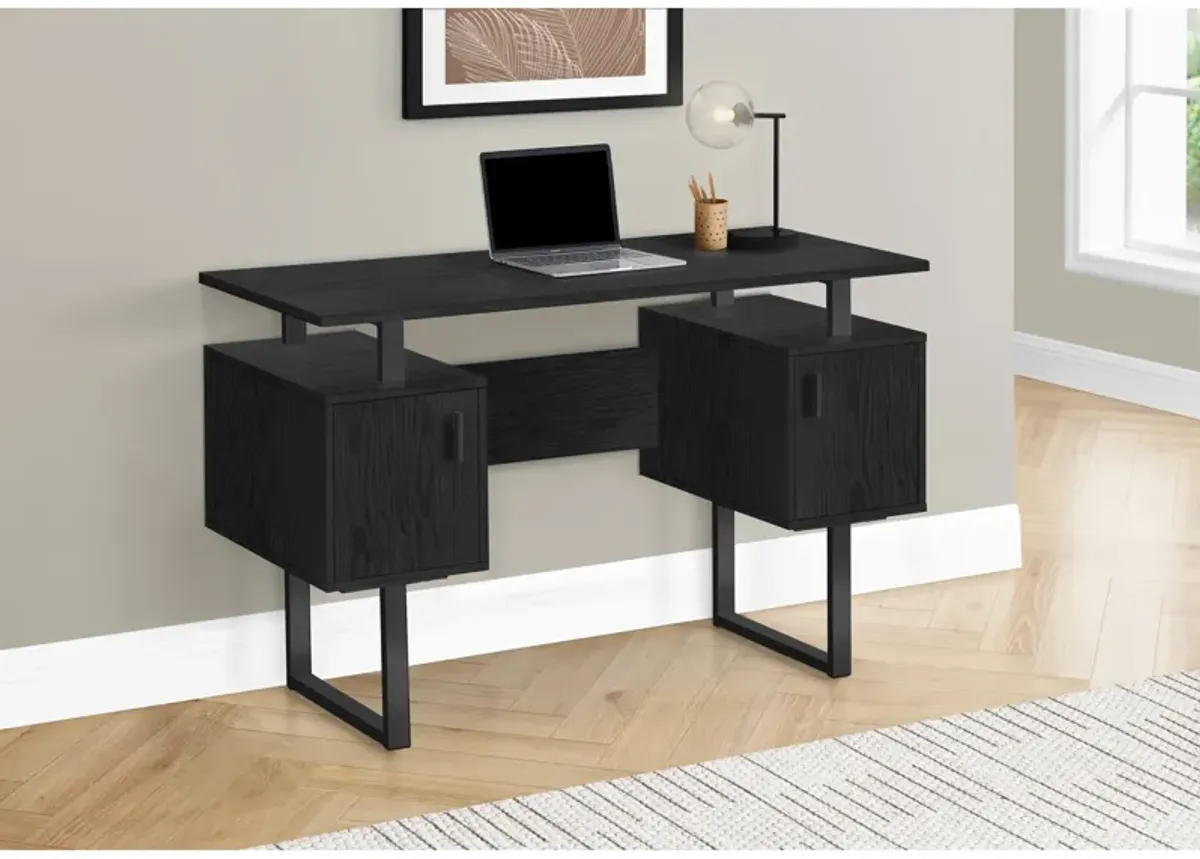 Monarch Specialties I 7606 Computer Desk, Home Office, Laptop, Storage, 48"L, Work, Metal, Laminate, Black, Contemporary, Modern