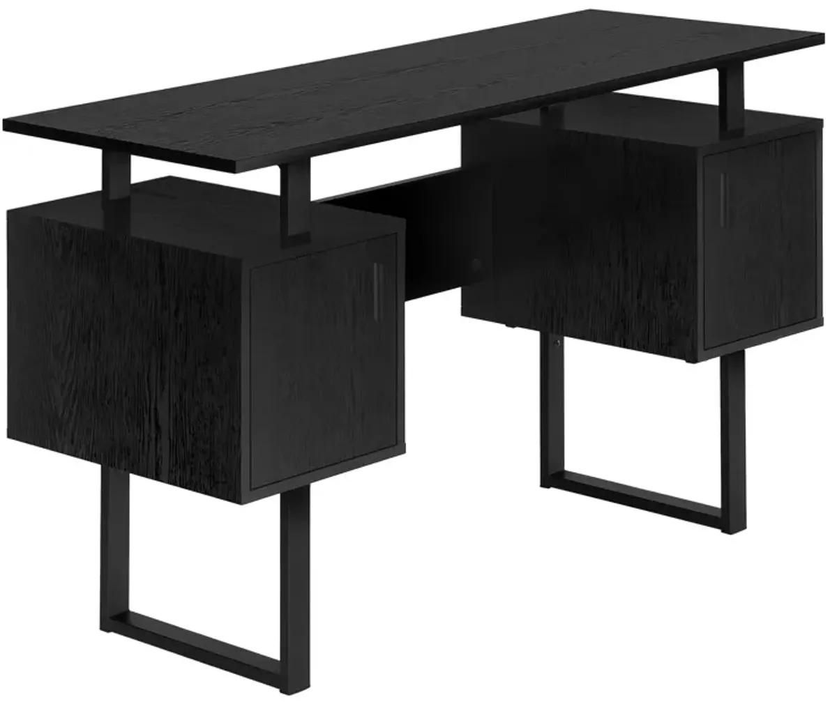 Monarch Specialties I 7606 Computer Desk, Home Office, Laptop, Storage, 48"L, Work, Metal, Laminate, Black, Contemporary, Modern