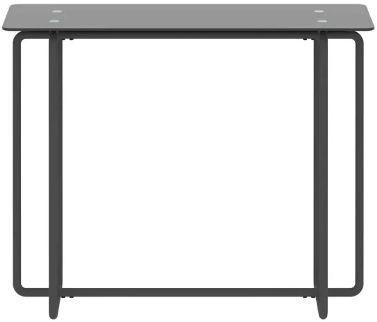 Console Table Single Layer Tempered Glass Rectangular Porch Table with Black Legs Double Tempered Glass Tea Table