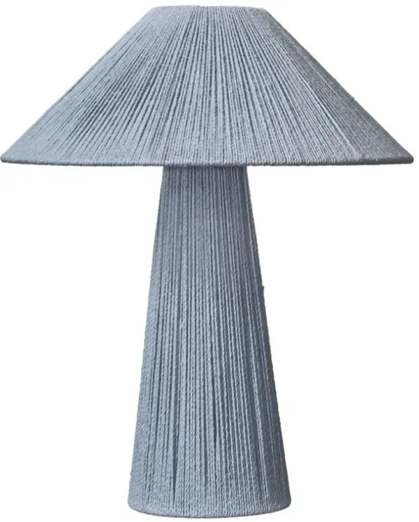 Liya 18 Inch Table Lamp, Cone Shade and Tapered Base, Textured Blue Finish - Benzara