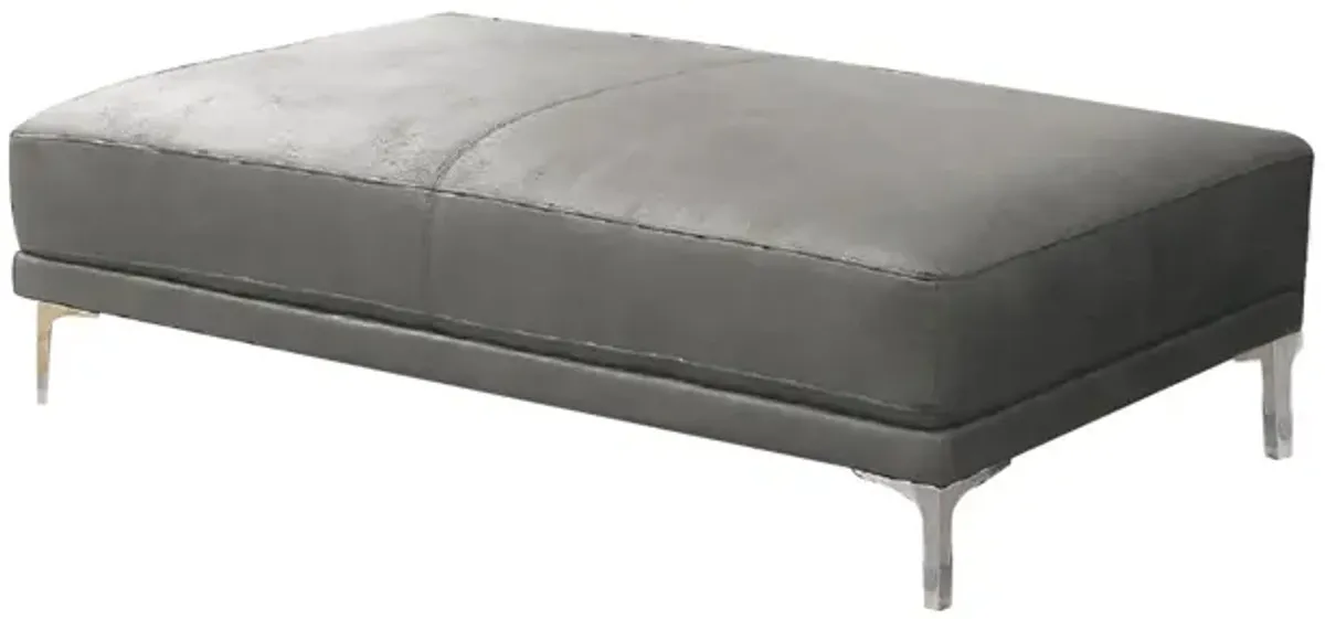 Faux Leather Upholstered cocktail Ottoman in Antique grey Finish(D0102H716V2)