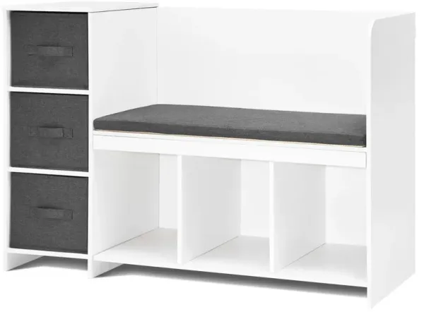 Kids Reading Nook Bench with 6 Cubby Storage Drawers and Detachable Seat Cushion