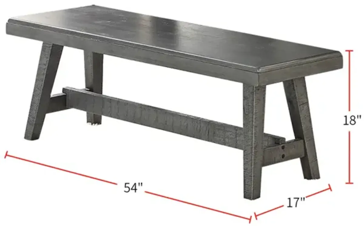 Sturdy Wood Dining Bench, Grey