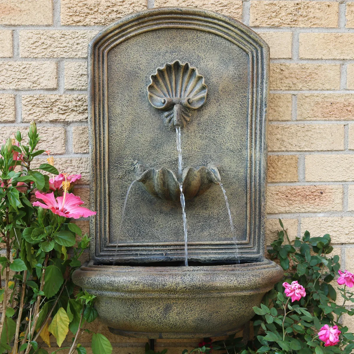 Sunnydaze Seaside Polystone Outdoor Wall Fountain