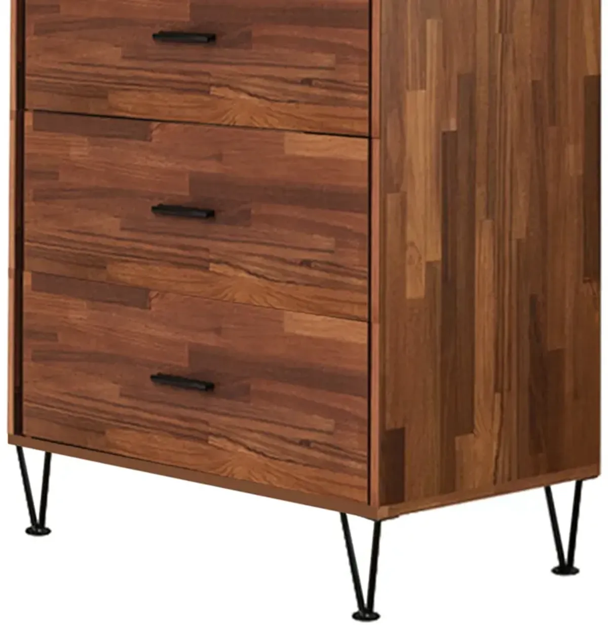 Enchanting  Wooden Chest With 5 Drawers, Walnut Brown-Benzara