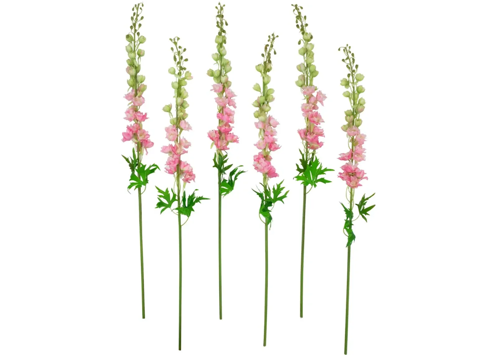 Set of 6 Pink Delphinium Artificial Floral Stems  40"